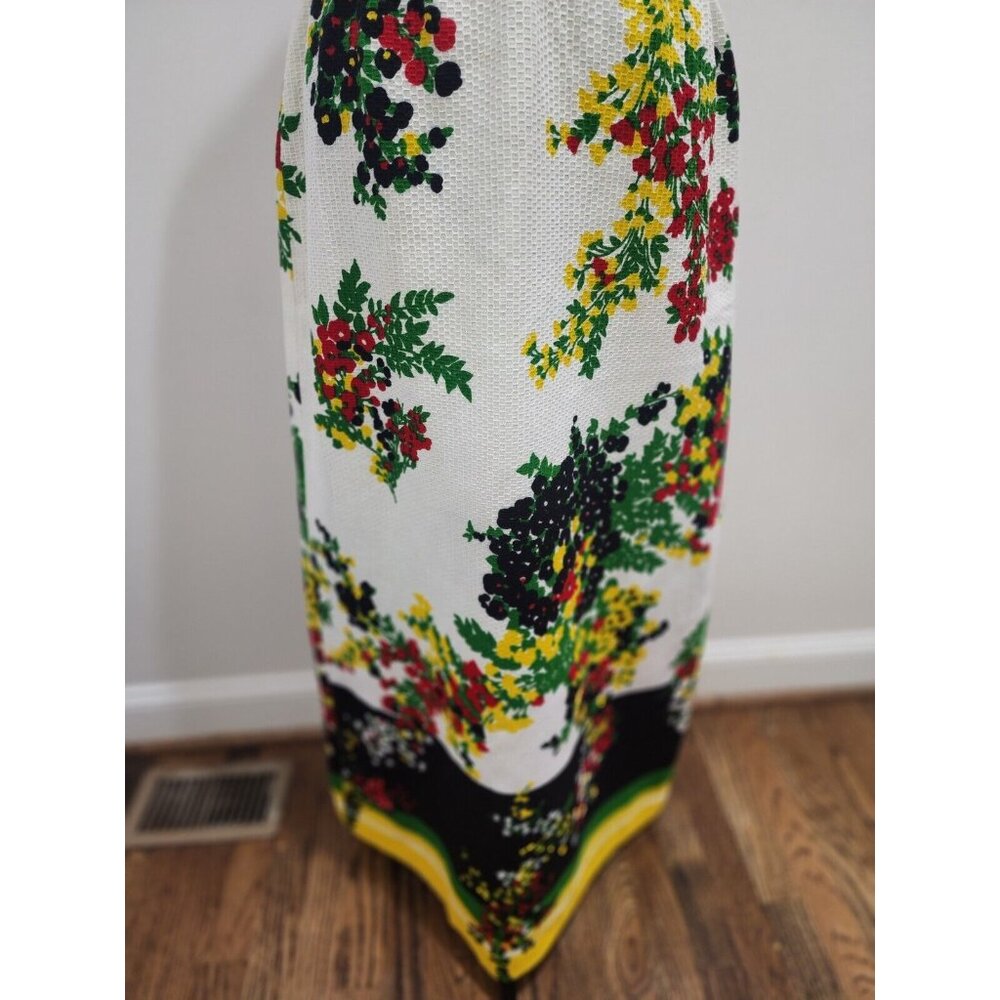 VTG Gorgeous Bleeker Street Floral Dress 60s 70s Retro Waffle Cinch Waist Sz S M - Picture 3 of 13